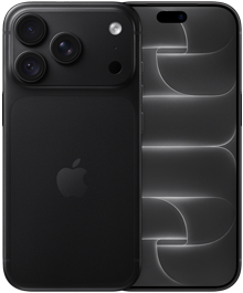 iPhone 18 Pro, baksida, svart färg, Fusion-proffskamerasystem högst upp, Apple-logotyp i mitten, framsida, heltäckande skärm