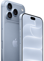 iPhone i färgen glaciär (ljusblå), baksida med Ceramic Shield, trippelkamerasystem